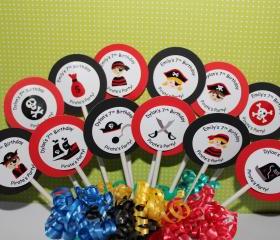PERSONALIZED Pirate Party Cupcake Party Toppers - Custom