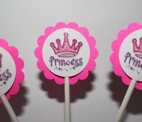 Princess Crown Party Cupcake Toppers