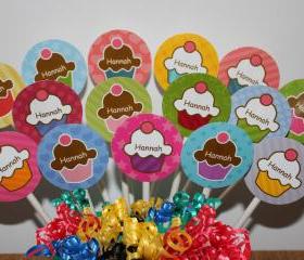 PERSONALIZED Cupcake Party MINI Cupcake Toppers - Custom