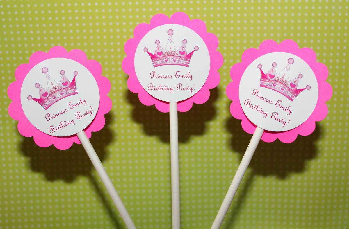 PERSONALIZED Princess Crown Party Cupcake Party Toppers Custom on Luulla